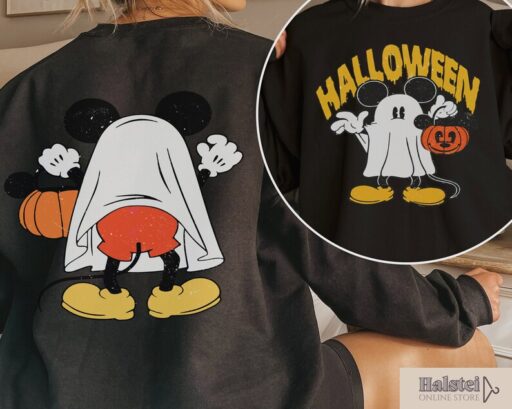 Mickey Ghost Halloween 2 Sides Shirt, Retro Mickey Spooky Season Shirt, Mickey's Not So Scary Halloween Shirt, Halloween Pumpkin Shirt