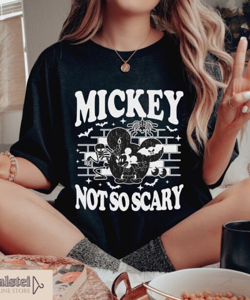 Vintage Mickey Not So Scary Shirt, Mickey Halloween Shirt, Disney Halloween Shirt, Disney Skeleton Shirt, Trick Or Treat, Halloween Shirt