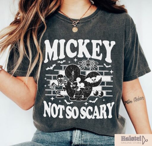 Vintage Mickey Not So Scary Shirt, Mickey Halloween Shirt, Disney Halloween Shirt, Disney Skeleton Shirt, Trick Or Treat, Halloween Shirt