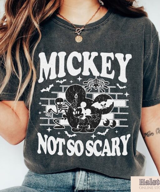 Vintage Mickey Not So Scary Shirt, Mickey Halloween Shirt, Disney Halloween Shirt, Disney Skeleton Shirt, Trick Or Treat, Halloween Shirt