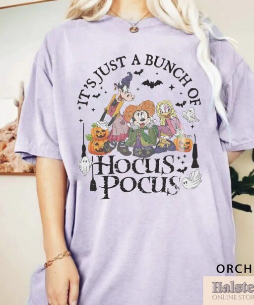 Comfort Colors Disney Hocus Pocus Shirt, It's Just A Bunch Of Hocus Pocus, Mickey And Friends,Disney Sanderson Sisters Shirt,Happy Halloween