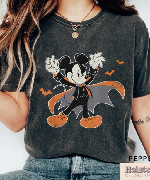 Comfort Colors Vintage Mickey Vampire Halloween Shirt, Mickey Spooky Shirt, Mickey's Not So Scary Halloween Shirt, Mickey Tee, Halloween Tee