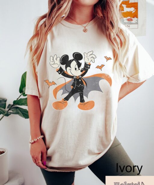 Comfort Colors Vintage Mickey Vampire Halloween Shirt, Mickey Spooky Shirt, Mickey's Not So Scary Halloween Shirt, Mickey Tee, Halloween Tee