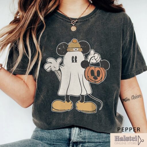 Comfort Colors Mickey Ghost Halloween Shirt, Retro Mickey Spooky Season Shirt, Mickey's Not So Scary Halloween Shirt,Halloween Pumpkin Shirt