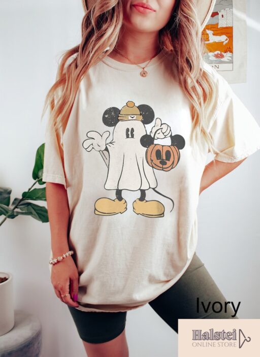 Comfort Colors Mickey Ghost Halloween Shirt, Retro Mickey Spooky Season Shirt, Mickey's Not So Scary Halloween Shirt,Halloween Pumpkin Shirt