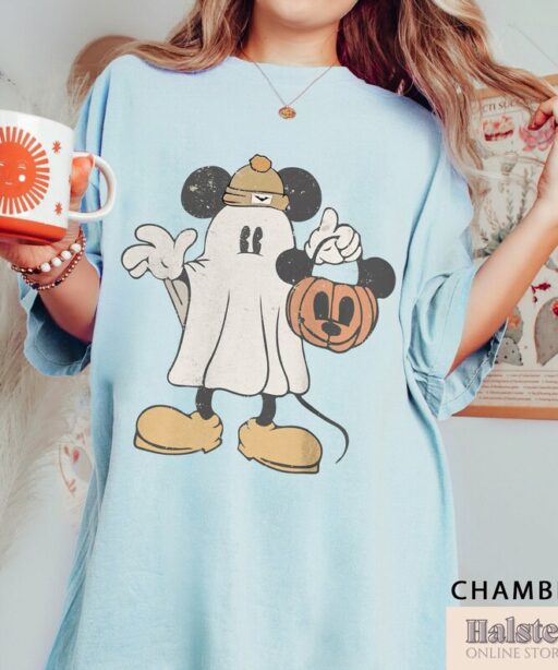 Comfort Colors Mickey Ghost Halloween Shirt, Retro Mickey Spooky Season Shirt, Mickey's Not So Scary Halloween Shirt,Halloween Pumpkin Shirt