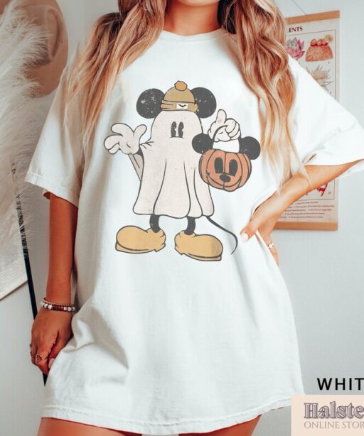 Comfort Colors Mickey Ghost Halloween Shirt, Retro Mickey Spooky Season Shirt, Mickey's Not So Scary Halloween Shirt,Halloween Pumpkin Shirt