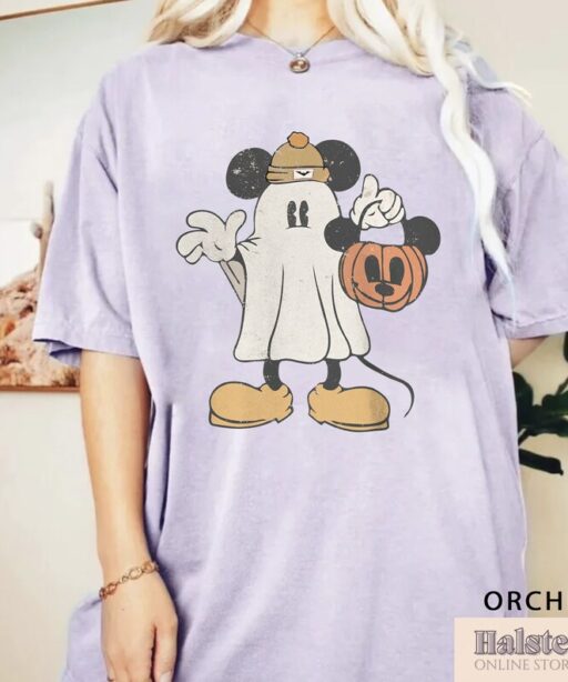 Comfort Colors Mickey Ghost Halloween Shirt, Retro Mickey Spooky Season Shirt, Mickey's Not So Scary Halloween Shirt,Halloween Pumpkin Shirt