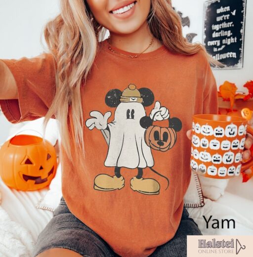 Comfort Colors Mickey Ghost Halloween Shirt, Retro Mickey Spooky Season Shirt, Mickey's Not So Scary Halloween Shirt,Halloween Pumpkin Shirt