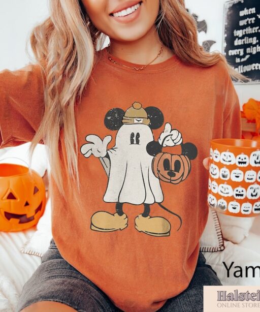 Comfort Colors Mickey Ghost Halloween Shirt, Retro Mickey Spooky Season Shirt, Mickey's Not So Scary Halloween Shirt,Halloween Pumpkin Shirt