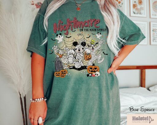 Comfort Colors Mickey And Friends Halloween Shirt, Vintage Disney Halloween Comfort Colors T-shirt, Nightmare On The Main Street Shirt