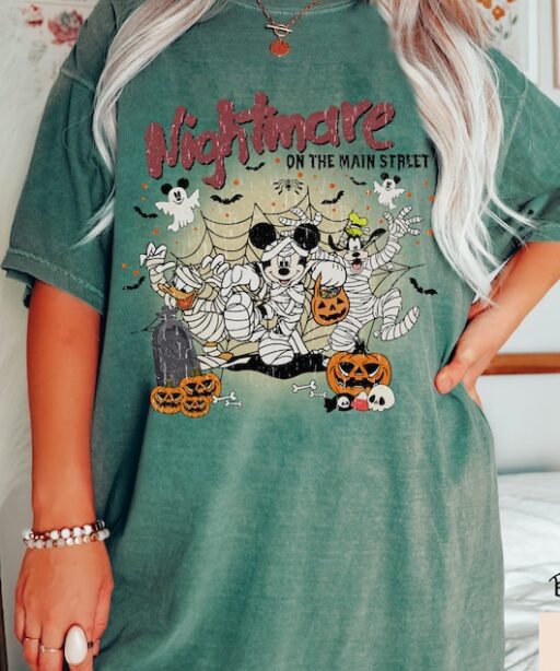 Comfort Colors Mickey And Friends Halloween Shirt, Vintage Disney Halloween Comfort Colors T-shirt, Nightmare On The Main Street Shirt