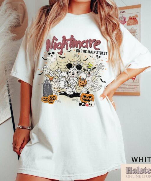 Comfort Colors Mickey And Friends Halloween Shirt, Vintage Disney Halloween Comfort Colors T-shirt, Nightmare On The Main Street Shirt