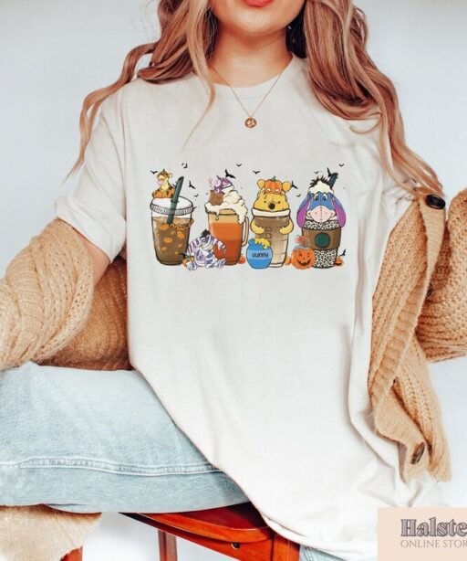 Vintage Halloween Winnie the Pooh Shirt, Disney Halloween Coffee Sweatshirt, Pumpkin Spice Latte Sweatshirt, Vintage Disney Halloween shirt