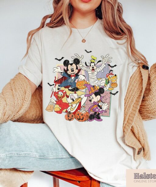 Comfort Colors Vintage Mickey and Friends Halloween Shirt, Disney Halloween Vintage Shirt, Halloween Disney Family Shirt,Spooky Season Shirt