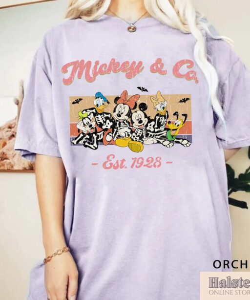 Comfort Colors Disney Mickey And Co Halloween Shirt, Mickey And Co 1928 Halloween Shirt, Retro Disney Halloween Shirt, Halloween Party Shirt