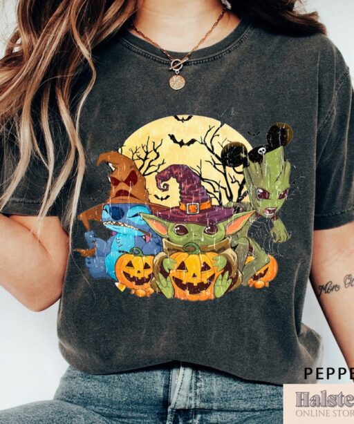 Comfort Color Disney Stitch Halloween Shirt, Stitch Horror Halloween T-Shirt, Stitch Halloween, Disney Halloween Shirt, Halloween Gifts