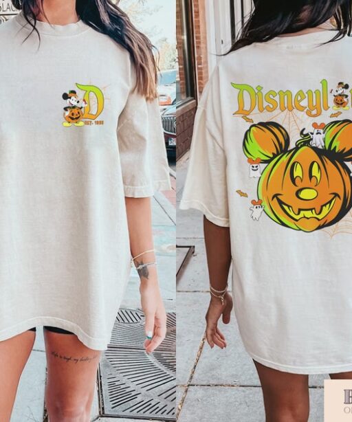 Retro Disneyland Halloween 2 Side Shirt, Disneyworld 2 Side Halloween Shirt, Halloween Matching Shirt, Spooky Season Shirt, Disney Trip Tee