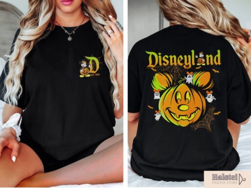 Retro Disneyland Halloween 2 Side Shirt, Disneyworld 2 Side Halloween Shirt, Halloween Matching Shirt, Spooky Season Shirt, Disney Trip Tee