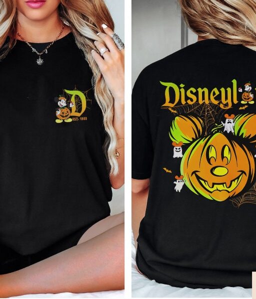 Retro Disneyland Halloween 2 Side Shirt, Disneyworld 2 Side Halloween Shirt, Halloween Matching Shirt, Spooky Season Shirt, Disney Trip Tee