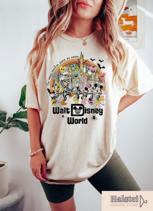 Vintage Walt Disney World Halloween Shirt, Disney Halloween Gift, Mickey And Friends Halloween Shirt, Disney Family Matching Shirt