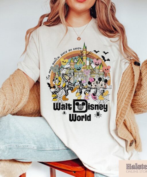 Vintage Walt Disney World Halloween Shirt, Disney Halloween Gift, Mickey And Friends Halloween Shirt, Disney Family Matching Shirt