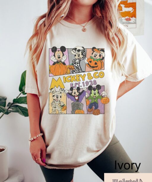 Comfort Color Mickey and Co Halloween Shirt, Disney Pumpkins Shirt, Cute Fall Shirt, Disney Skeleton Halloween Shirt, Happy Halloween Shirt