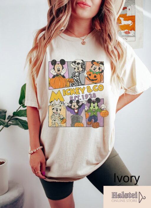 Comfort Color Mickey and Co Halloween Shirt, Disney Pumpkins Shirt, Cute Fall Shirt, Disney Skeleton Halloween Shirt, Happy Halloween Shirt