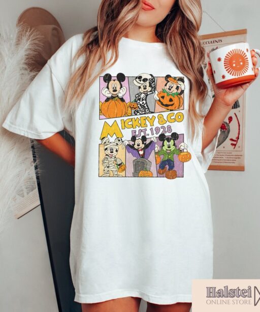 Comfort Color Mickey and Co Halloween Shirt, Disney Pumpkins Shirt, Cute Fall Shirt, Disney Skeleton Halloween Shirt, Happy Halloween Shirt