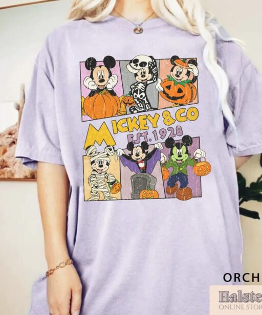 Comfort Color Mickey and Co Halloween Shirt, Disney Pumpkins Shirt, Cute Fall Shirt, Disney Skeleton Halloween Shirt, Happy Halloween Shirt