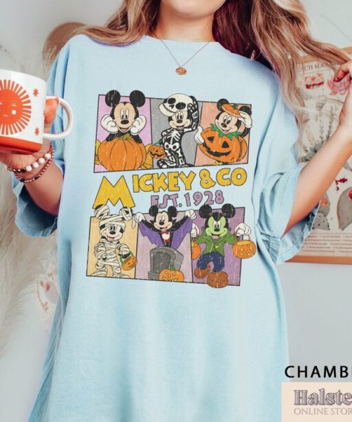 Comfort Color Mickey and Co Halloween Shirt, Disney Pumpkins Shirt, Cute Fall Shirt, Disney Skeleton Halloween Shirt, Happy Halloween Shirt