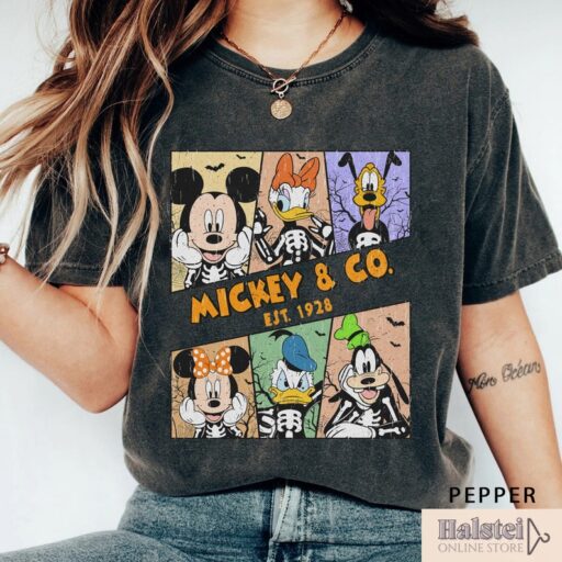 Comfort Color Mickey and Friends Halloween Shirt, Disney Shirt, Cute Fall Shirt, Disney Skeleton Halloween Shirt, Happy Halloween Shirt