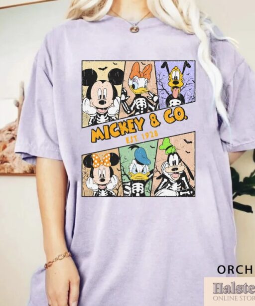 Comfort Color Mickey and Friends Halloween Shirt, Disney Shirt, Cute Fall Shirt, Disney Skeleton Halloween Shirt, Happy Halloween Shirt