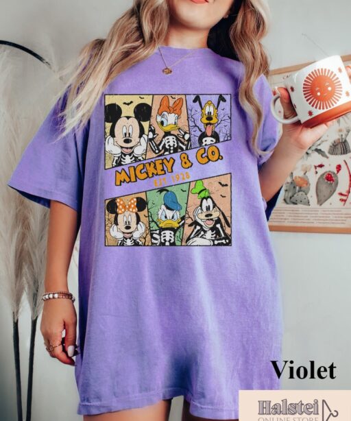 Comfort Color Mickey and Friends Halloween Shirt, Disney Shirt, Cute Fall Shirt, Disney Skeleton Halloween Shirt, Happy Halloween Shirt