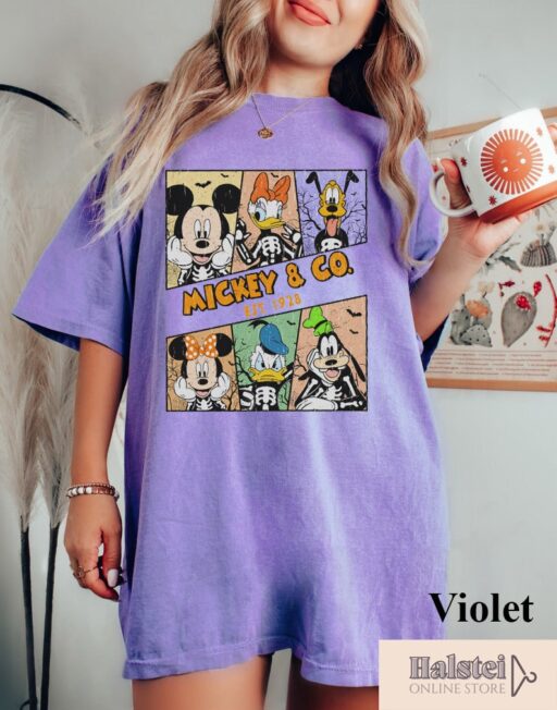 Comfort Color Mickey and Friends Halloween Shirt, Disney Shirt, Cute Fall Shirt, Disney Skeleton Halloween Shirt, Happy Halloween Shirt