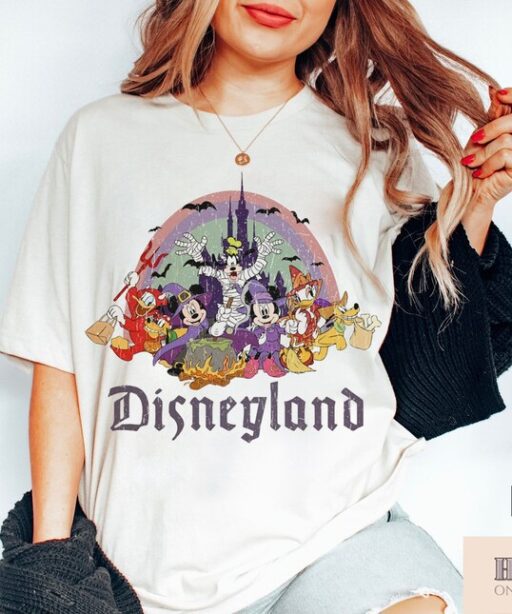 Comfort Color Vintage Disneyland Halloween Shirt, Mickey and Friends Halloween Shirt, Disney Family Shirts, Happy Halloween Shirt