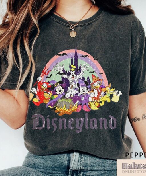 Comfort Color Vintage Disneyland Halloween Shirt, Mickey and Friends Halloween Shirt, Disney Family Shirts, Happy Halloween Shirt