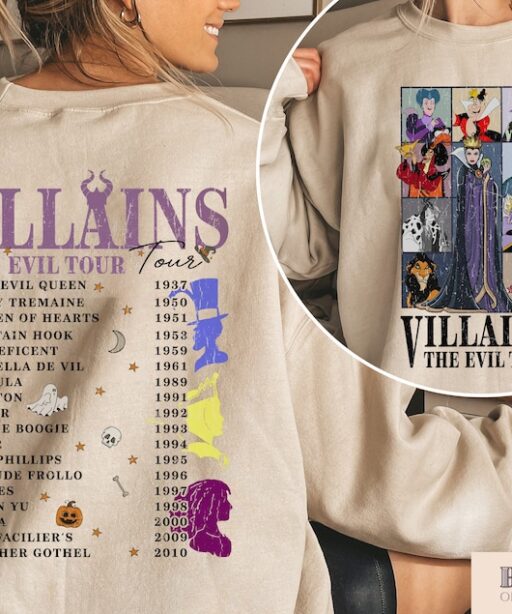 Comfort Color Disney Villains Evil Tour 2 Sides Shirt,Disney Villains Characters Concert Music Shirt,Disney Evil Friends 2023,HalloweenShirt
