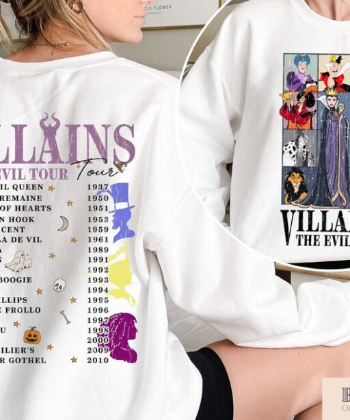 Comfort Color Disney Villains Evil Tour 2 Sides Shirt,Disney Villains Characters Concert Music Shirt,Disney Evil Friends 2023,HalloweenShirt