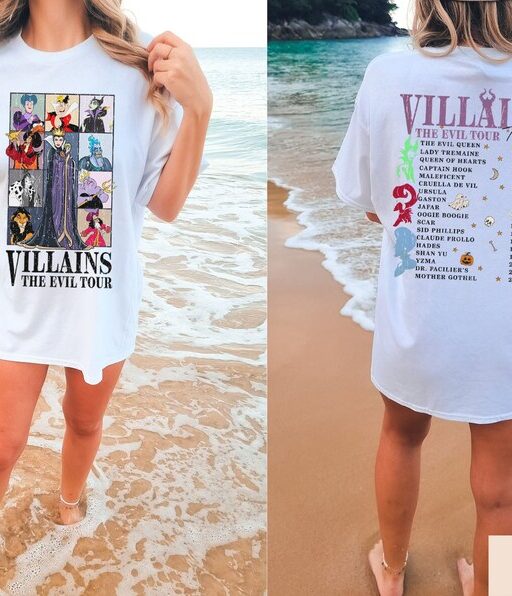 Comfort Color Disney Villains Evil Tour 2 Sides Shirt,Disney Villains Characters Concert Music Shirt,Disney Evil Friends 2023,HalloweenShirt
