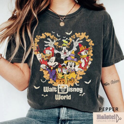 Comfort Colors Vintage Walt Disney World Halloween Shirt, Disney world Halloween Shirt, Mickey And Friends Halloween Shirt, Disney Halloween