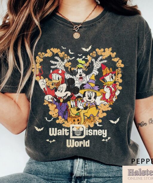 Comfort Colors Vintage Walt Disney World Halloween Shirt, Disney world Halloween Shirt, Mickey And Friends Halloween Shirt, Disney Halloween