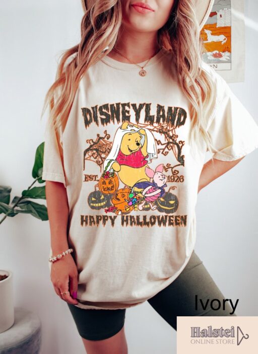 Comfort Color Disneyland Pooh Bear Happy Halloween Shirt, Disney Halloween Shirt, Winnie The Pooh Halloween Shirt, Pooh and Piglet Halloween