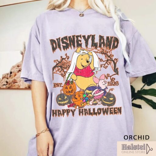 Comfort Color Disneyland Pooh Bear Happy Halloween Shirt, Disney Halloween Shirt, Winnie The Pooh Halloween Shirt, Pooh and Piglet Halloween