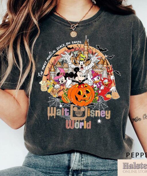 Vintage Walt Disney World Halloween Shirt, Disney world Halloween Shirt, Mickey And Friends Halloween Shirt, Disney Comfort Color Shirt