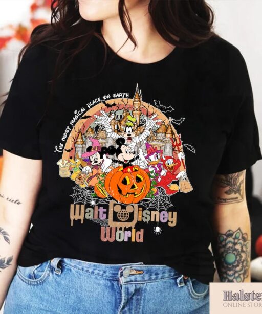 Vintage Walt Disney World Halloween Shirt, Disney world Halloween Shirt, Mickey And Friends Halloween Shirt, Disney Comfort Color Shirt