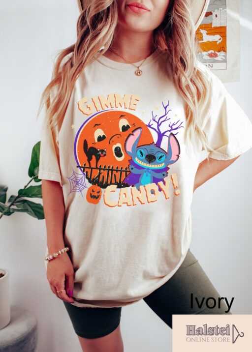 Stitch Horror Halloween T-Shirt, Stitch Gimme Candy Shirt, Stitch Halloween, Disney Halloween, Disney Trick or Treat, Disney Halloween Gifts