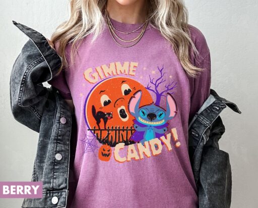 Stitch Horror Halloween T-Shirt, Stitch Gimme Candy Shirt, Stitch Halloween, Disney Halloween, Disney Trick or Treat, Disney Halloween Gifts