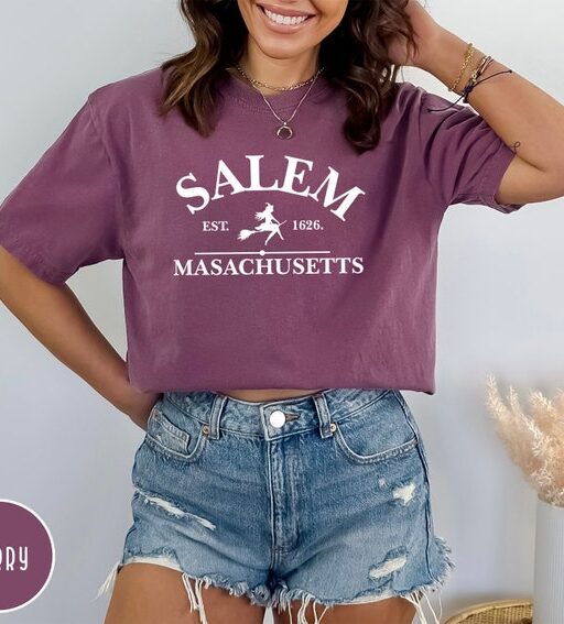 Comfort Colors Salem Massachusetts Shirt,Halloween Sweatshirt,Halloween Witch Women Sweatshirt,Sanderson Sisters Sweatshirt,Halloween Shirt