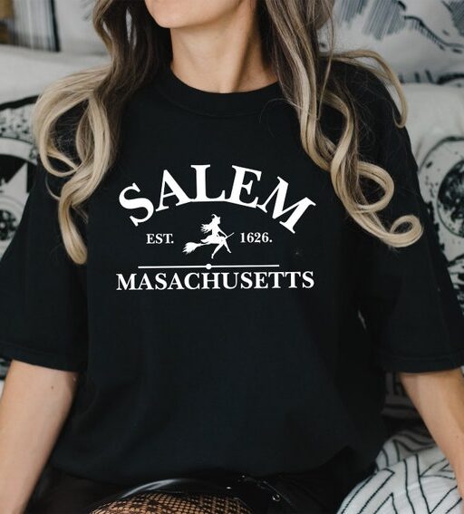 Comfort Colors Salem Massachusetts Shirt,Halloween Sweatshirt,Halloween Witch Women Sweatshirt,Sanderson Sisters Sweatshirt,Halloween Shirt